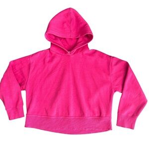Zara Women’s Boxy Cropped Hoodie Sz Medium Bright Pink Like New!!